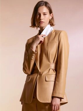 Staud Pandora Doe Vegan Leather Blazer Size Small